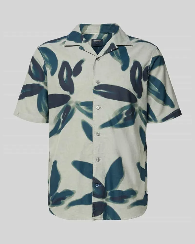 Olymp Casual Fit Freizeithemd im Allover-Look Oliv