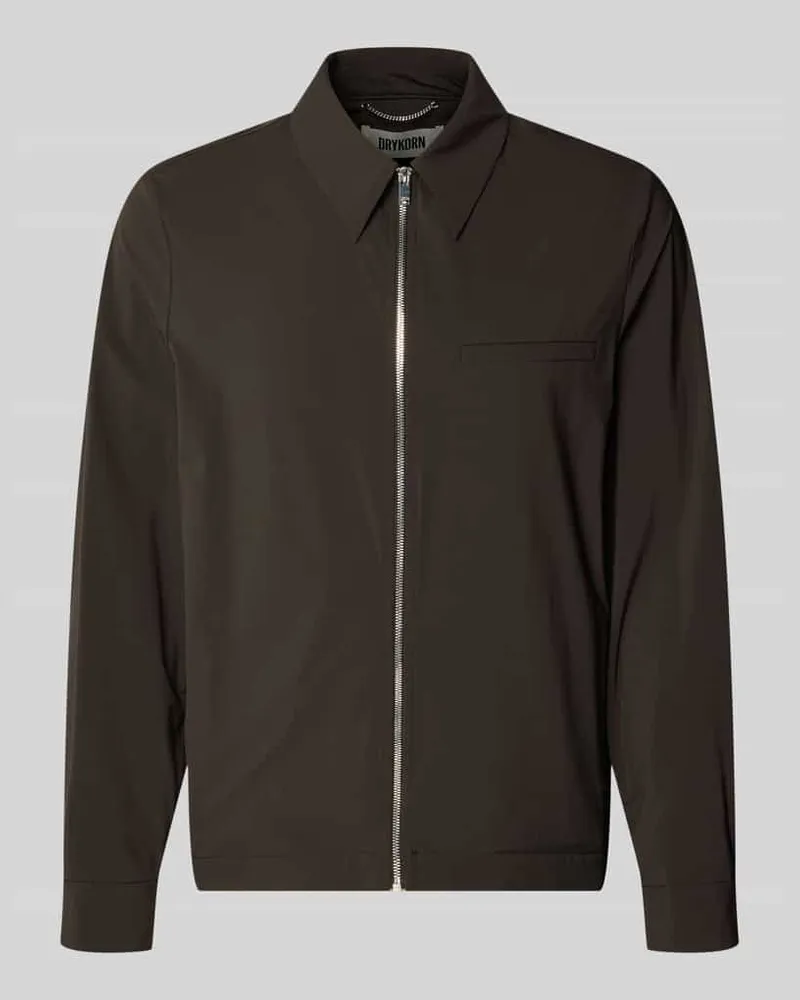 Drykorn Jacke mit Kentkragen und Reißverschluss Modell 'JOTTAR Dunkelbraun