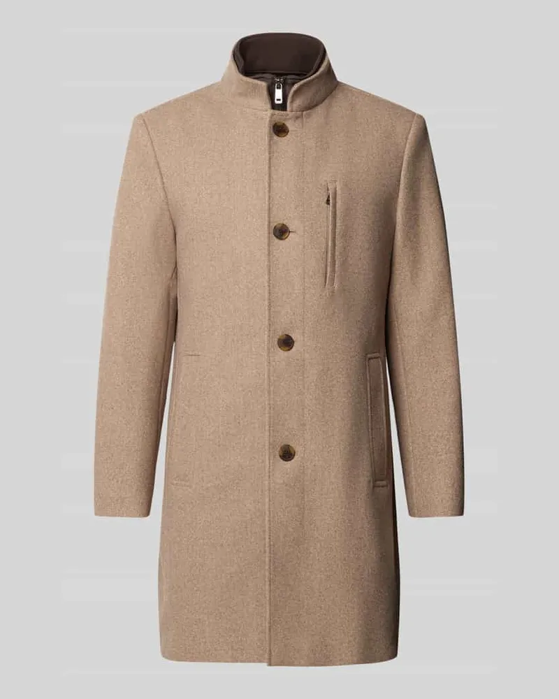 Roy Robson Regular Fit Mantel mit Stehkragen und Eingrifftaschen Beige