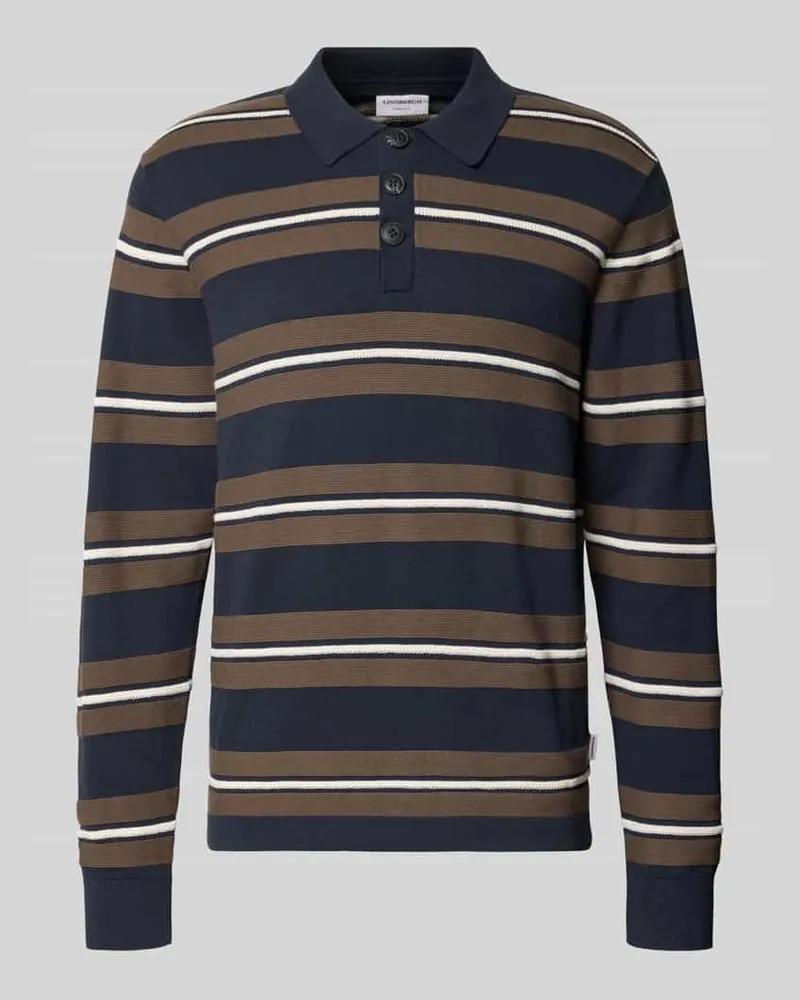 Lindbergh Relaxed Fit Poloshirt aus reiner Baumwolle mit Streifenmuster Marine