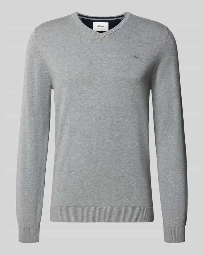 S.Oliver Pullover mit Logo-Stitching Mittelgrau