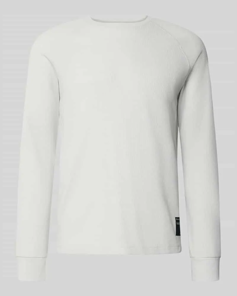 Tom Tailor Regular Fit Langarmshirt mit Waffelstruktur Hellgrau