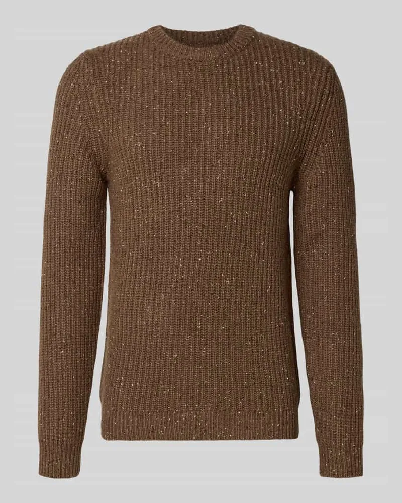 McNeal Strickpullover aus Woll-Mix mit Rundhalsausschnitt Schoko