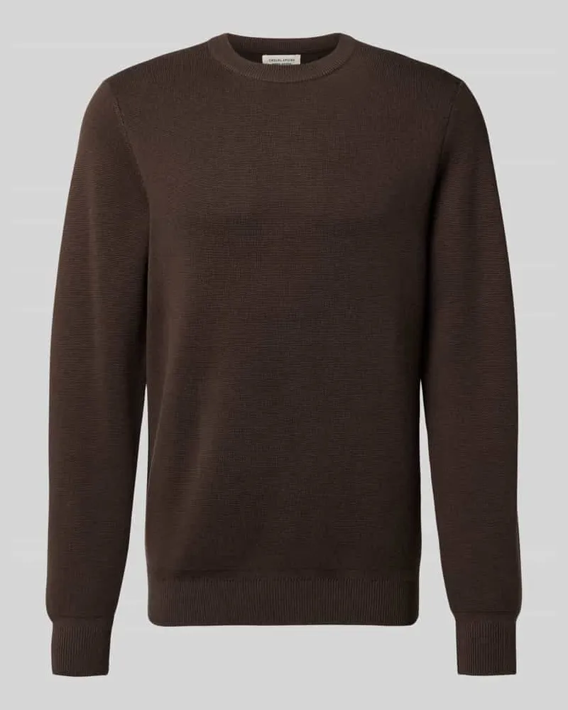 Casual Friday Strickpullover mit Rundhalsausschnitt Modell 'THEO Schoko