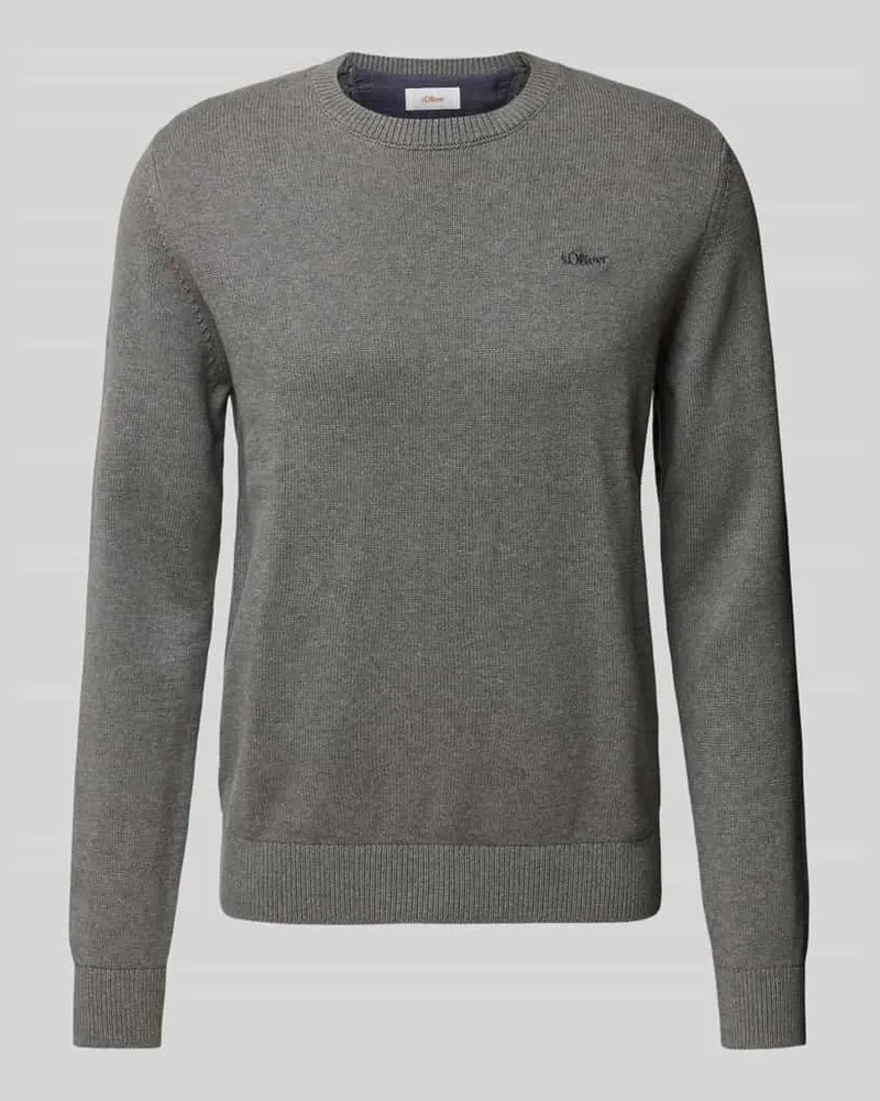 S.Oliver Regular Fit Strickpullover aus reiner Baumwolle mit Label-Stitching 