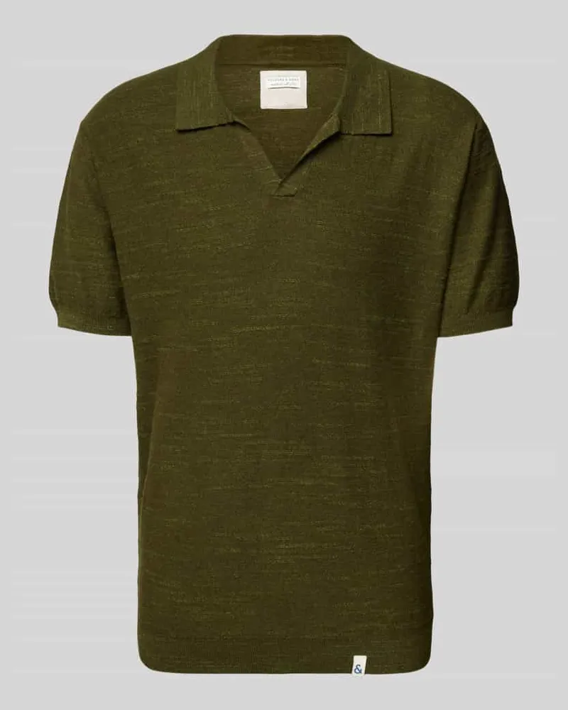 colours & sons Regular Fit Poloshirt mit V-Ausschnitt Dunkelgruen