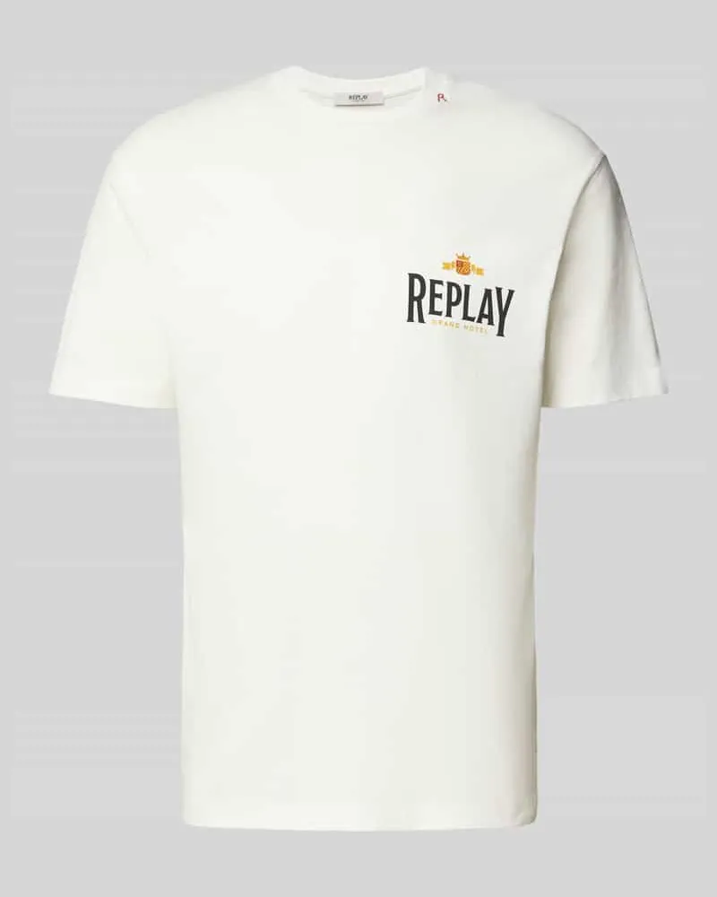 Replay Regular Fit T-Shirt aus reiner Baumwolle mit Logo-Print Offwhite