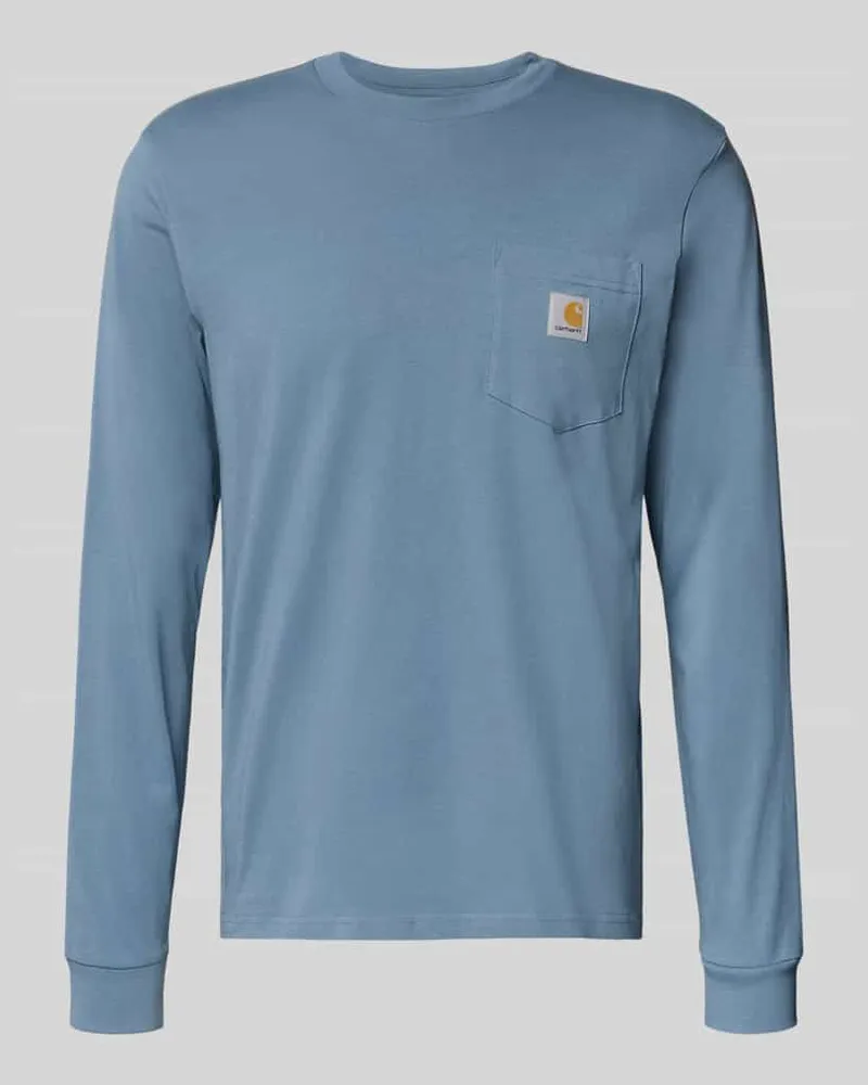 Carhartt WIP Longsleeve mit Brusttasche und Label-Detail Eisblau