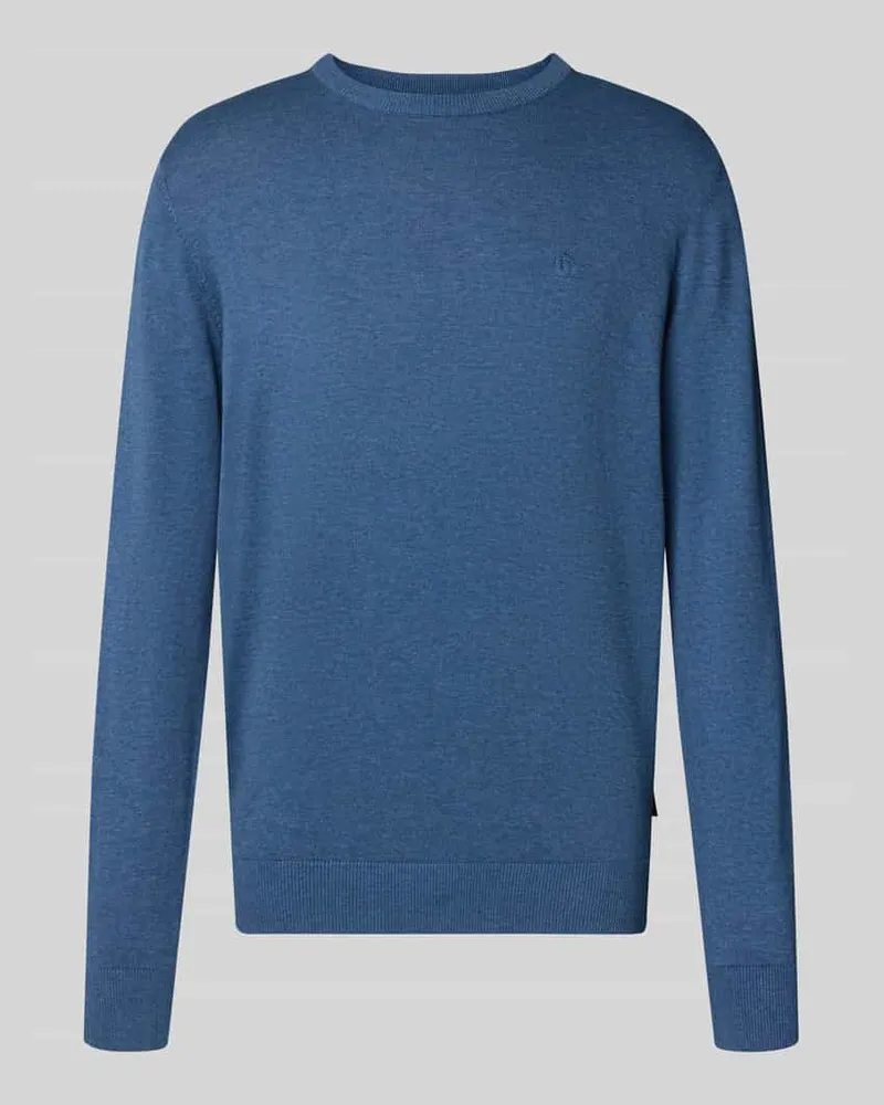 Bugatti Relaxed Fit Strickpullover aus reiner Baumwolle Jeansblau