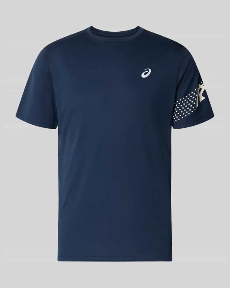 Asics Regular Fit T-Shirt mit Label-Print Modell 'ICON Dunkelblau