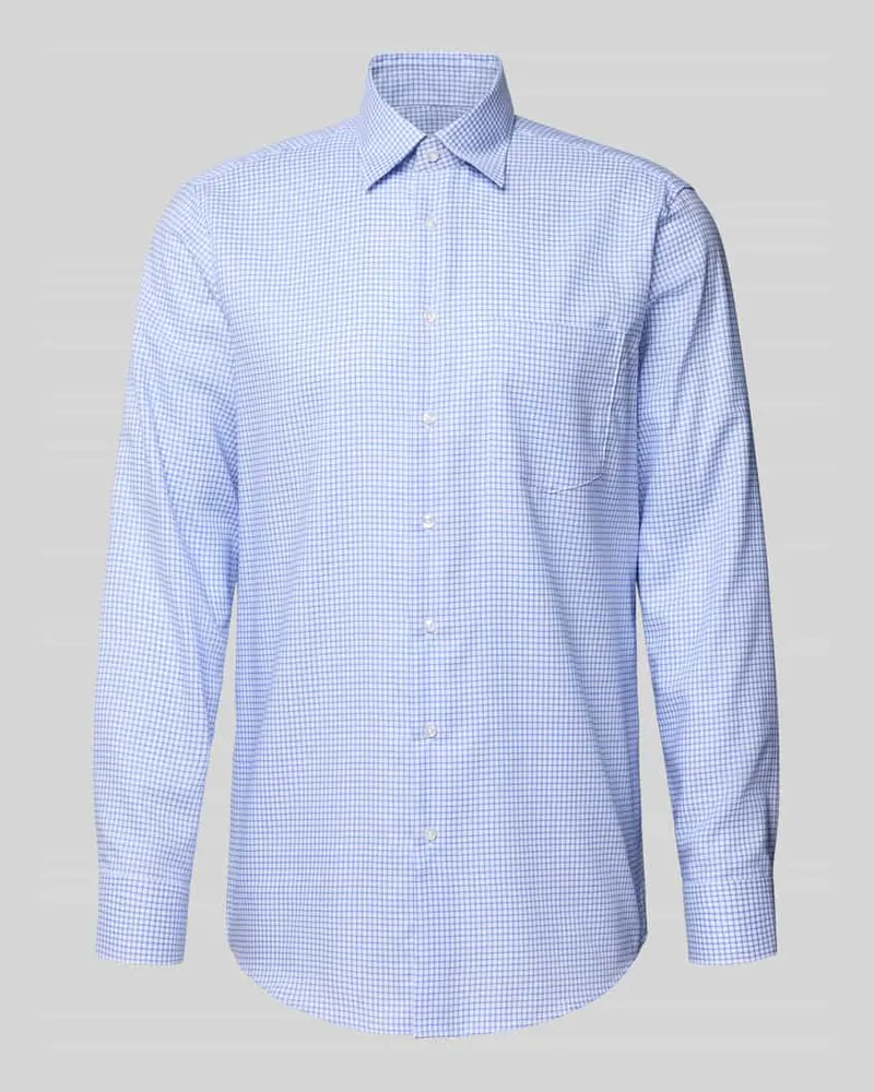 Seidensticker Regular Fit Businesshemd aus Baumwolle mit Button Down Kragen Bleu