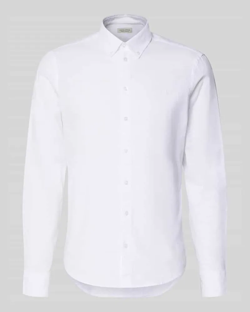 Casual Friday Slim Fit Freizeithemd mit Button-Down-Kragen Modell 'Anton Weiss