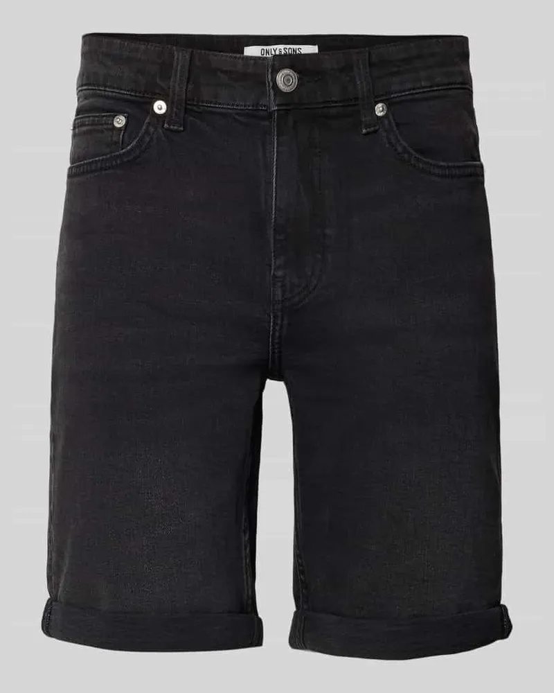 Only & Sons Regular Fit Jeansshorts aus Baumwoll-Mix Modell 'PLY Black