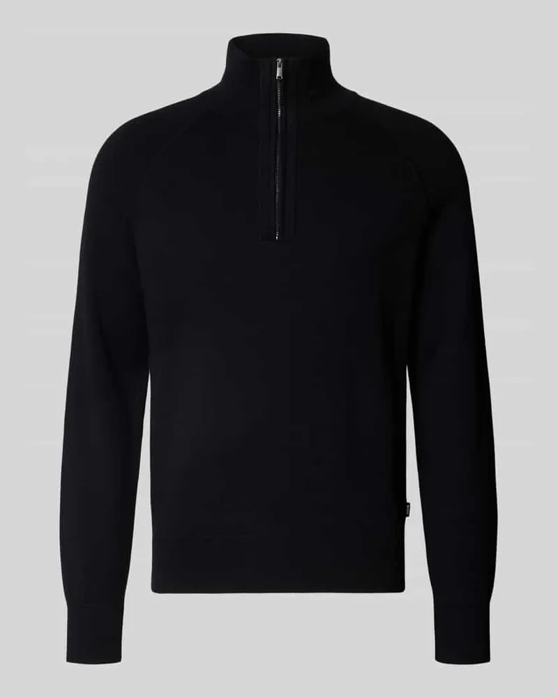 HUGO BOSS Pullover aus Wolle mit Troyerkragen Modell 'H-Fabio Black