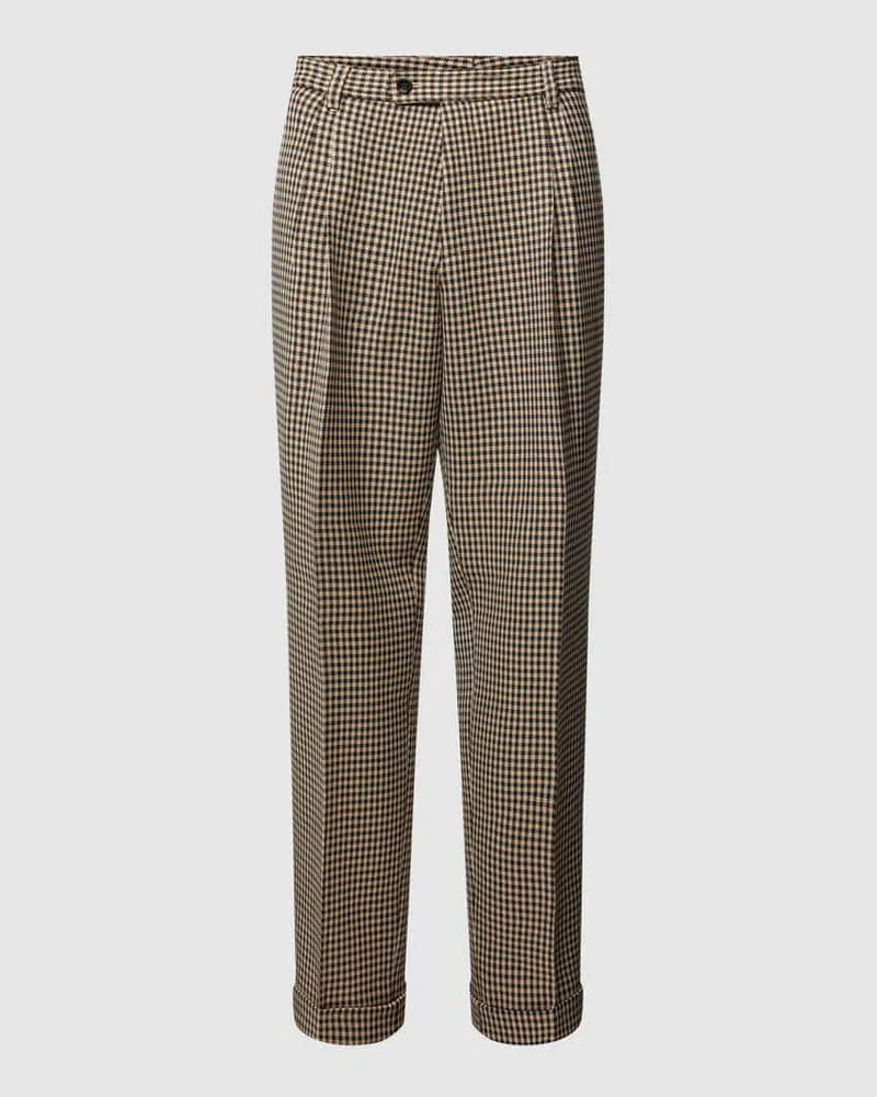 HUGO BOSS Slim Fit Anzughose mit Bügelfalten Modell 'Fraye Beige