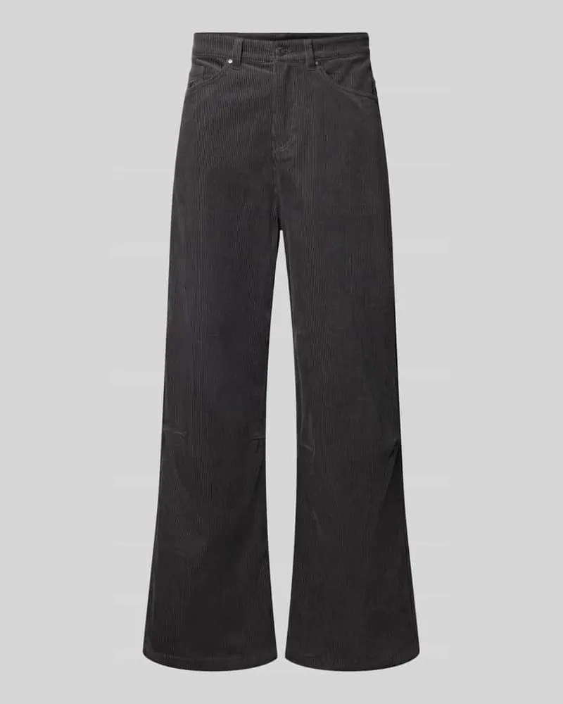 Karl Kani Baggy Fit Cordhose aus reiner Baumwolle mit Label-Stitching Dunkelgrau
