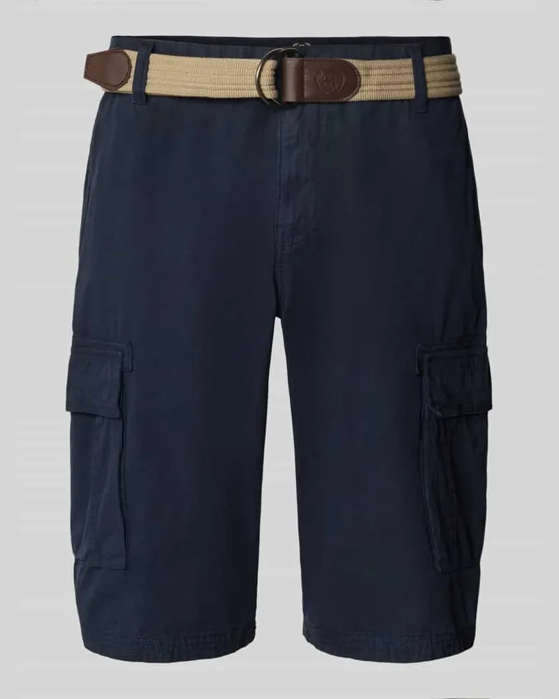Lerros Regular Fit Cargoshorts mit Gürtel Dunkelblau