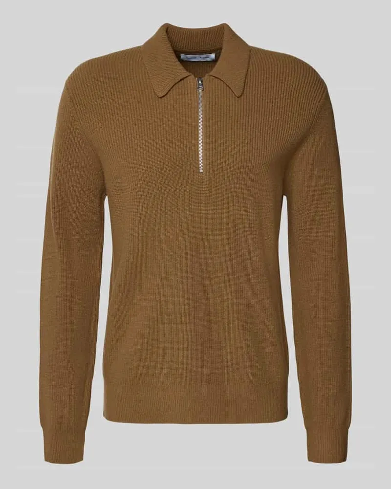 Samsøe & Samsøe Strickpullover aus Wolle mit Reißverschluss Modell 'ISAKS Beige