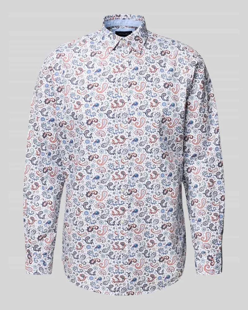 Christian Berg Freizeithemd mit Knopfleiste Dunkelorange