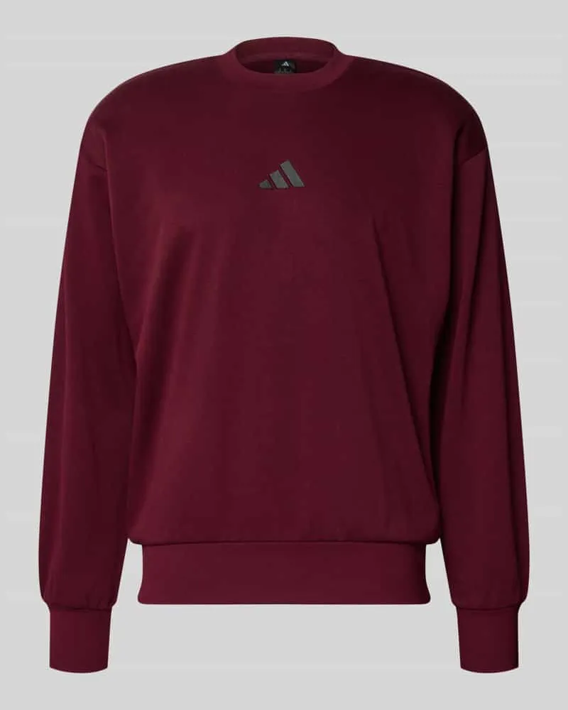 adidas Sweatshirt mit Logo-Print Dunkelrot