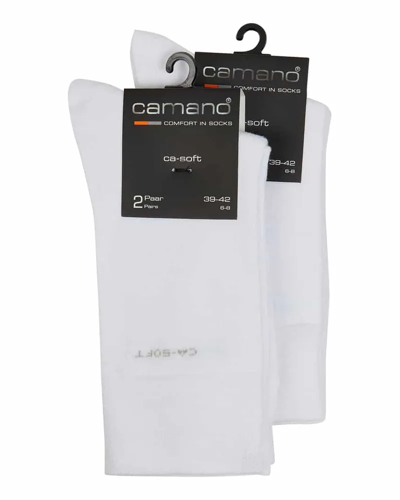 Camano Socken im unifarbenen Design im 2x2er-Pack Weiss