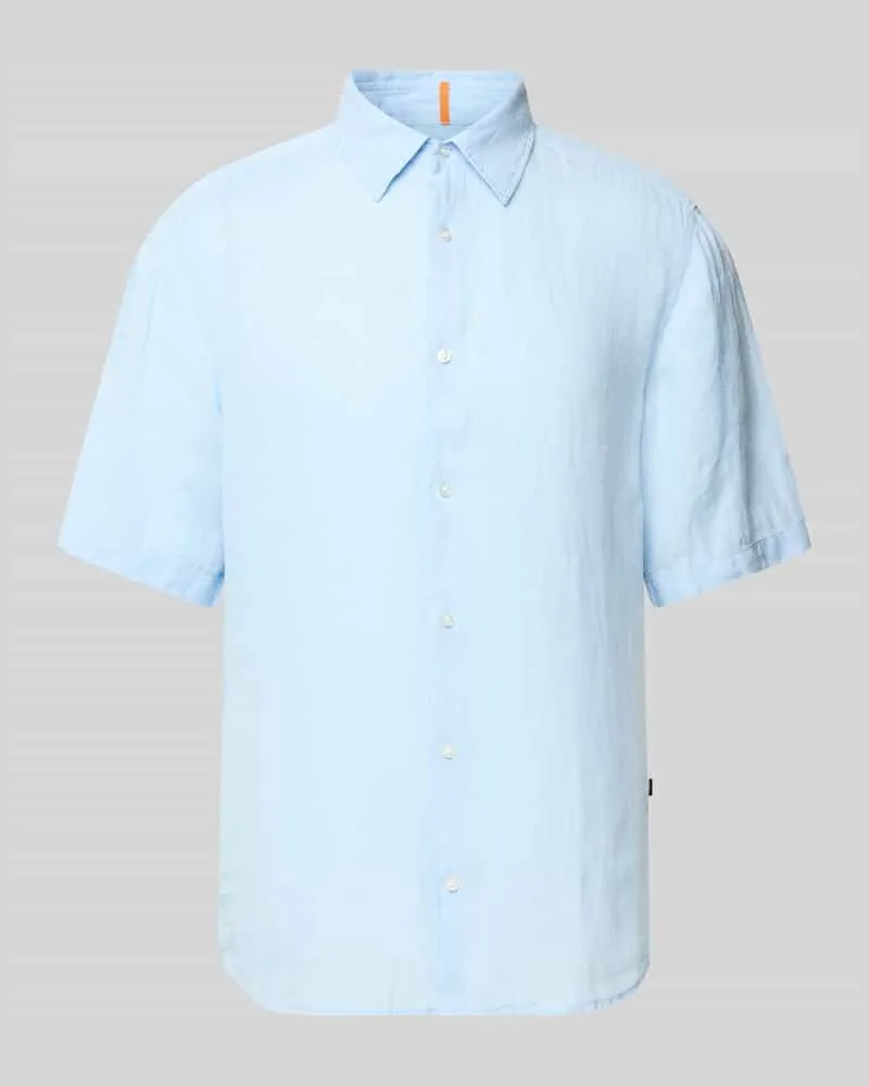 HUGO BOSS Regular Fit Leinenhemd mit 1/2-Arm Modell 'RASH 
