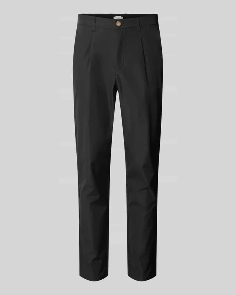 colours & sons Tapered Fit Chino mit Bundfalten Black