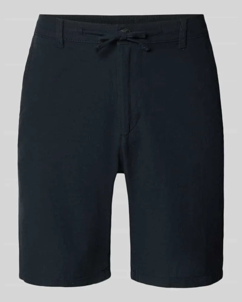 Selected Homme Regular Fit Chinoshorts aus Baumwoll-Leinen-Mix Modell 'BRODY Black