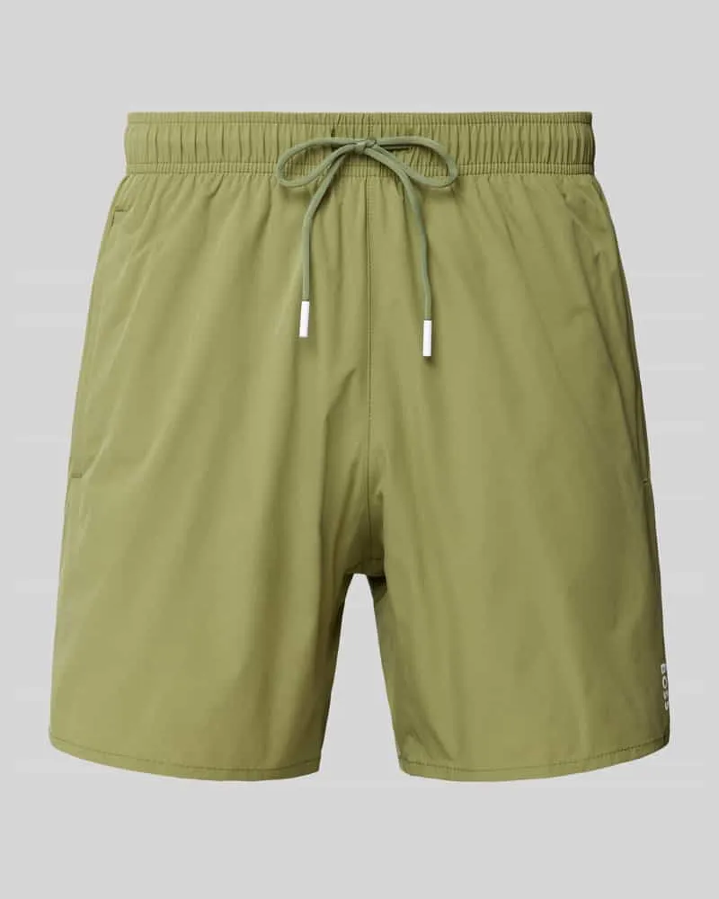 HUGO BOSS Relaxed Fit Badeshorts mit Label-Print Modell 'Iconic 