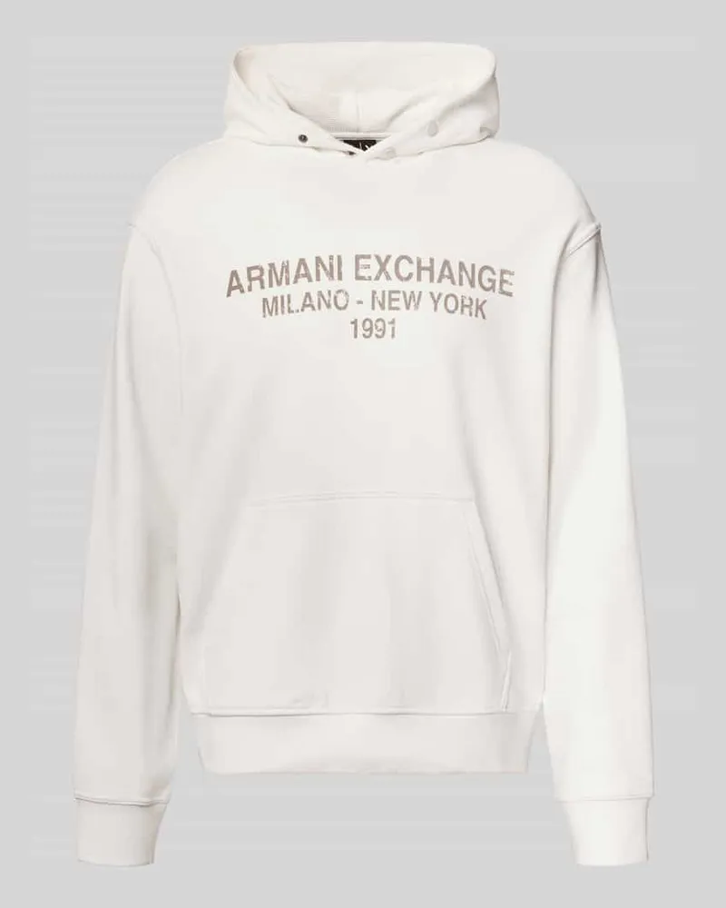 Armani Exchange Hoodie mit Label-Print Offwhite
