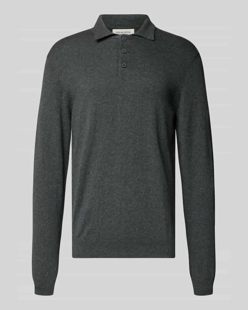 Casual Friday Strickpullover mit Kaschmir-Anteil und Polo-Kragen Modell 'FRODE Dunkelgrau