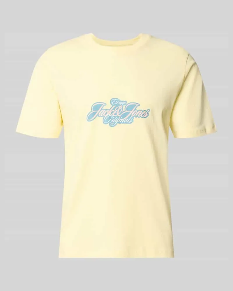 Jack & Jones T-Shirt mit Label-Print Modell 'CASSIS Hellgelb