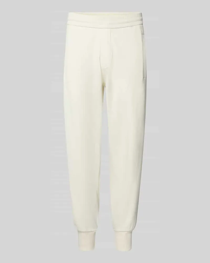 HUGO BOSS Regular Fit Sweathose mit Label-Detail Offwhite
