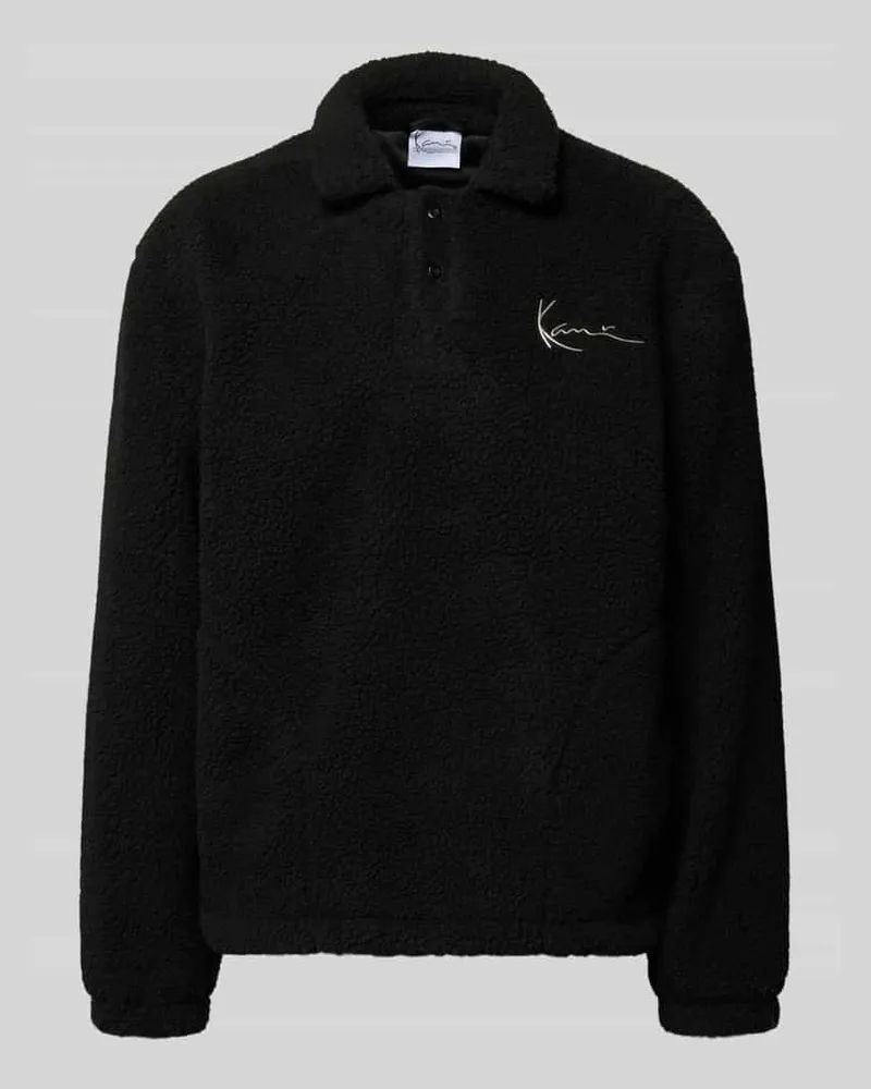 Karl Kani Fleecepullover mit Umlegekragen und Knopfleiste 