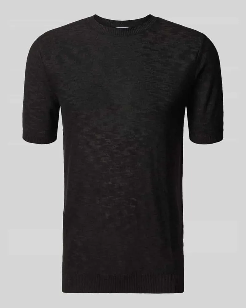 Antony Morato Slim Fit T-Shirt aus Leinen-Mix in Strick-Optik Black