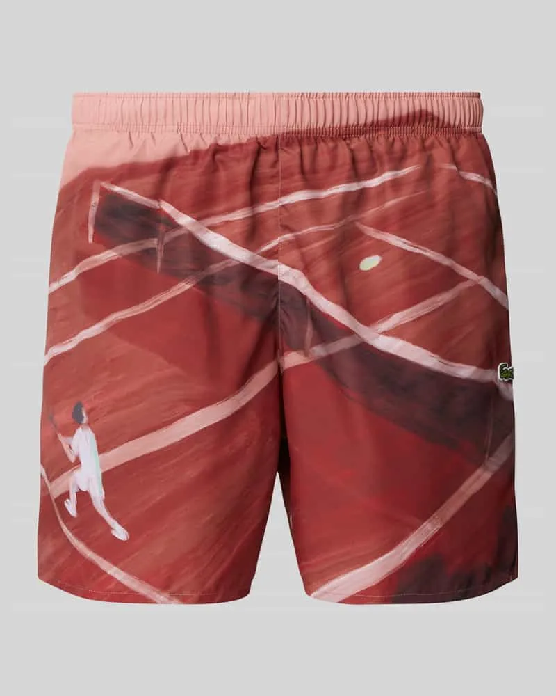 Lacoste Regular Fit Shorts mit Label-Badge Rostrot