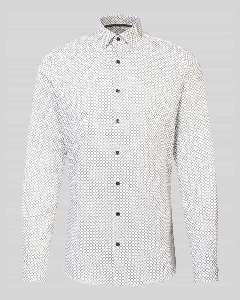 Olymp Slim Fit Businesshemd aus Baumwoll-Mix mit Kentkragen Black
