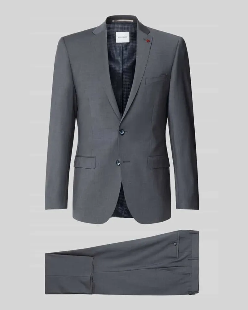 Roy Robson Slim Fit Anzug aus Woll-Mix in unifarbenem Design Anthrazit