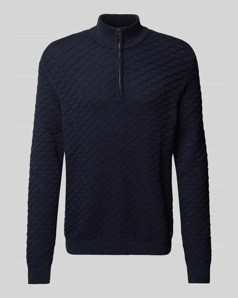 S.Oliver Regular Fit Pullover aus reiner Baumwolle mit Strukturmuster Dunkelblau
