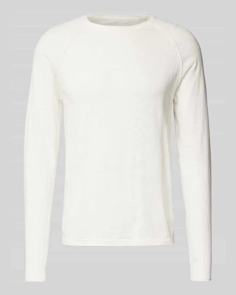 Jack & Jones Longsleeve mit geripptem Rundhalsausschnitt Modell 'BREEZE Weiss
