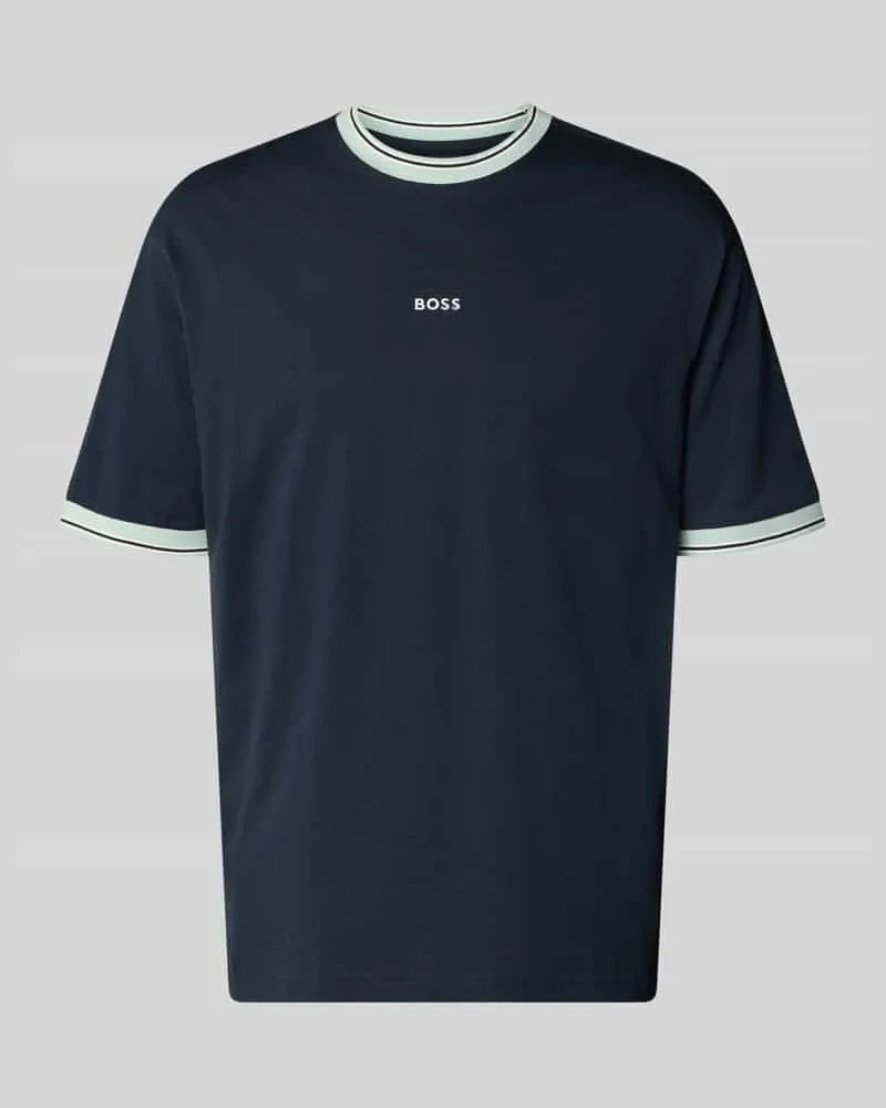 HUGO BOSS Regular Fit T-Shirt aus reiner Baumwolle Modell 'TE_BLOCKS Marine