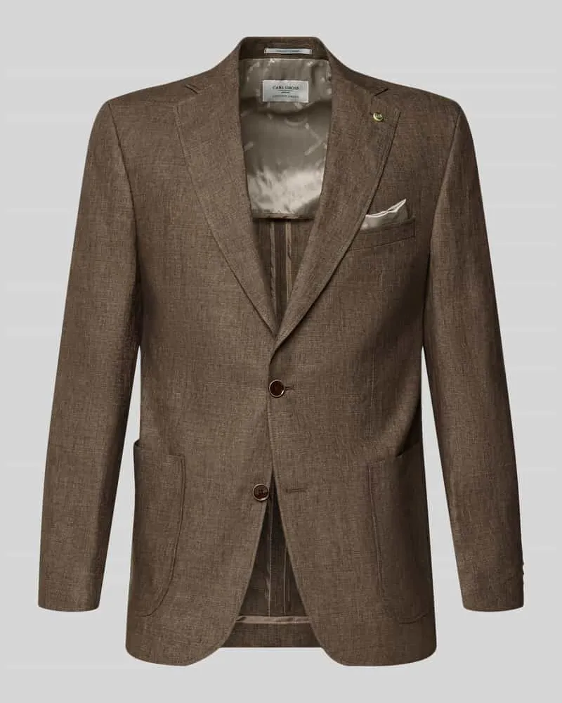 Carl Gross Regular Fit Sakko aus Leinen-Mix Modell 'Tebbo Dunkelbraun