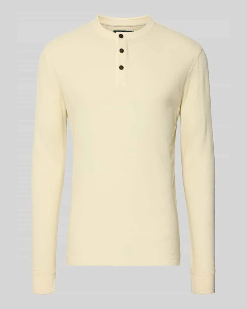 Superdry. Longsleeeve mit Knopfleiste Beige