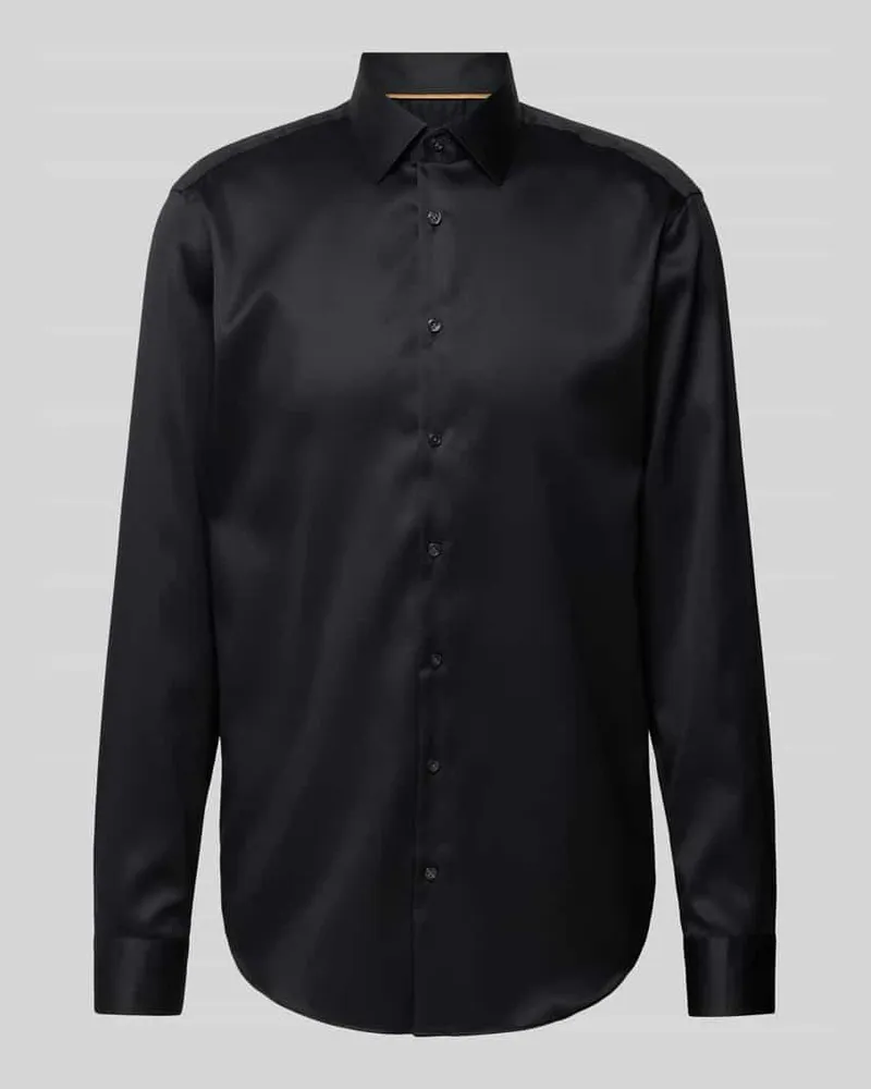 JAKE*S Regular Fit Businesshemd aus Satin Black