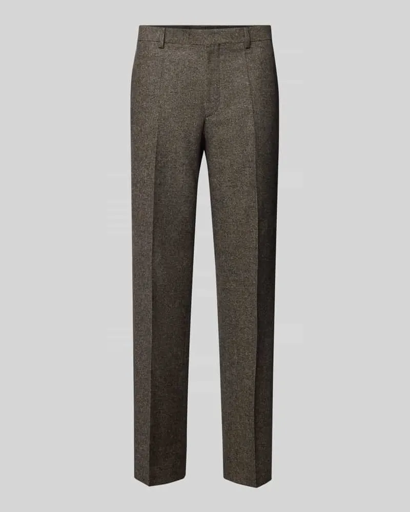 HUGO BOSS Regular Fit Anzughose aus Woll-Mix mit Seide Modell 'LEON Mittelbraun
