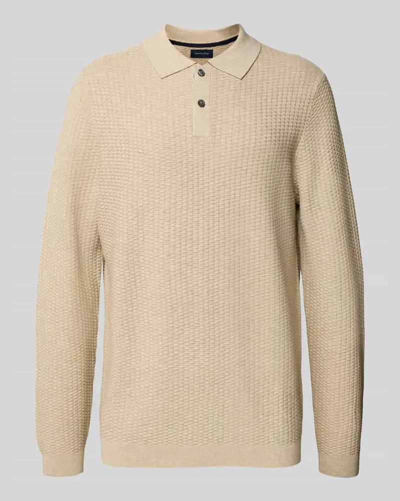 Christian Berg Strickpullover mit Polokragen Sand