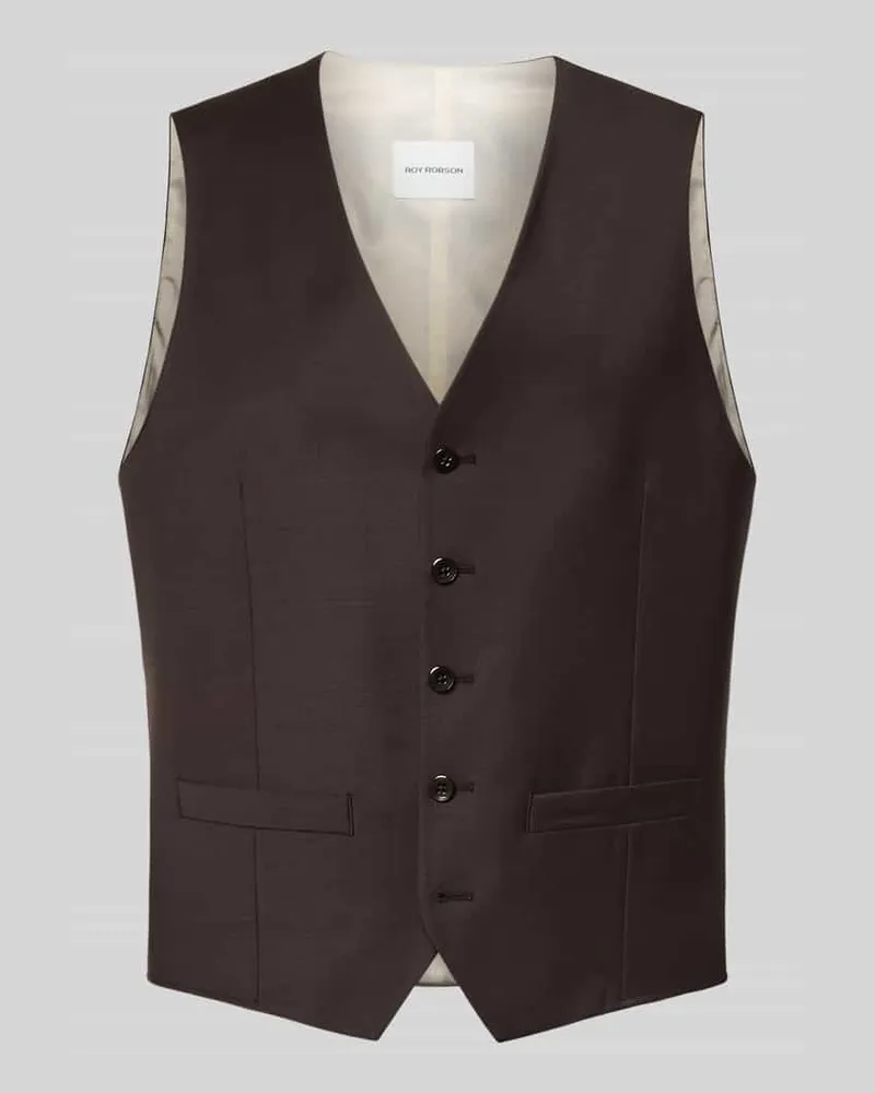 Roy Robson Regular Fit Weste aus Schurwoll-Mix mit V-Ausschnitt Dunkelbraun