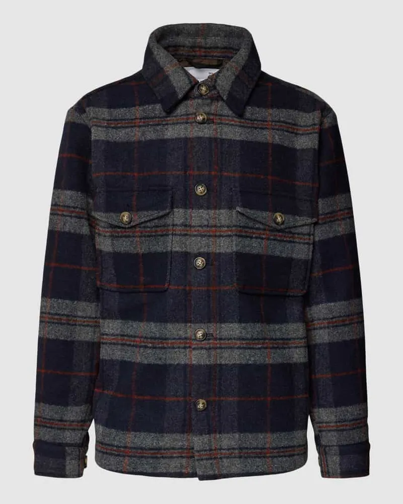 Selected Homme Relaxed Fit Overshirt mit Tartan-Karo 