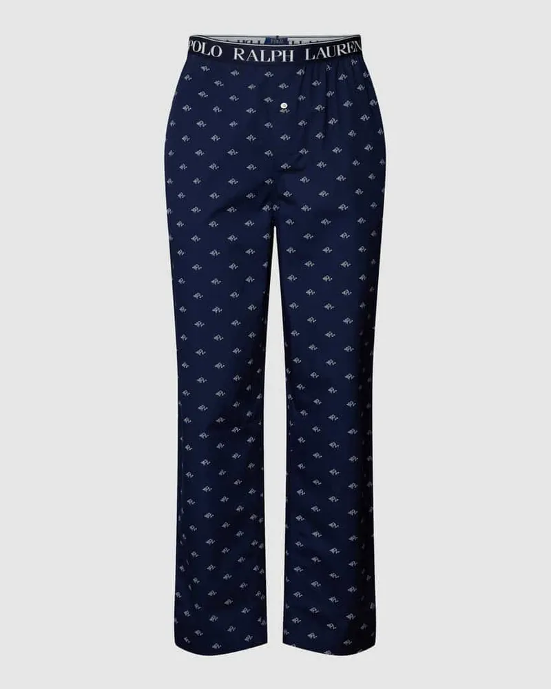 Ralph Lauren Pyjama-Hose mit Allover-Logo Modell 'LOGO Dunkelblau