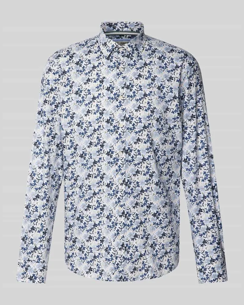 JAKE*S Slim Fit Businesshemd mit floralem Allover-Muster 